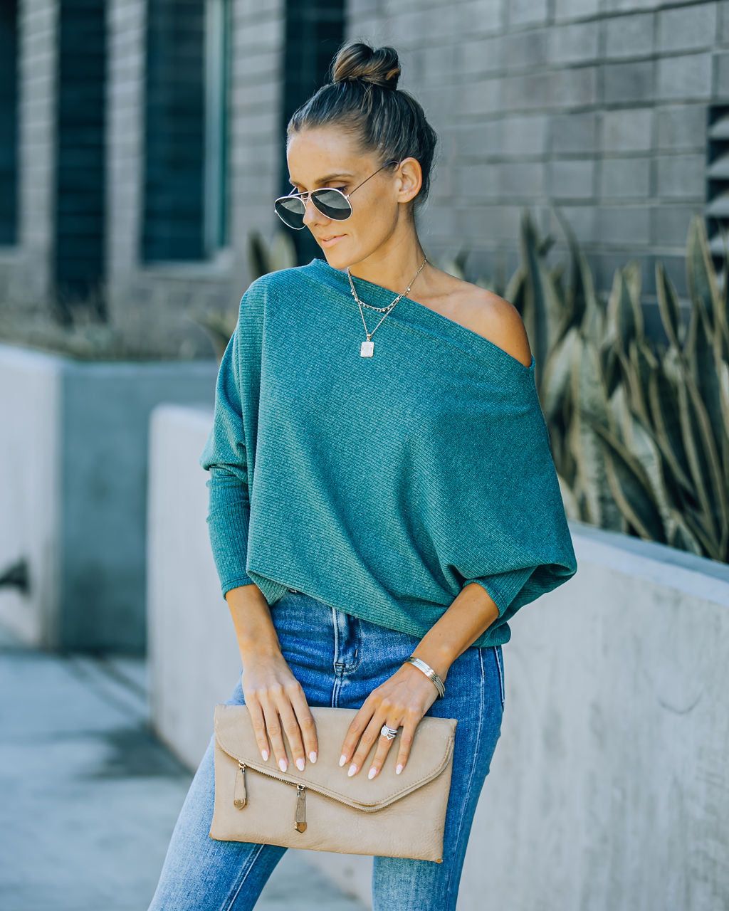 Grateful Dolman Knit Top - Dusty Teal - FINAL SALE sold by Vici product image thumbnail 6