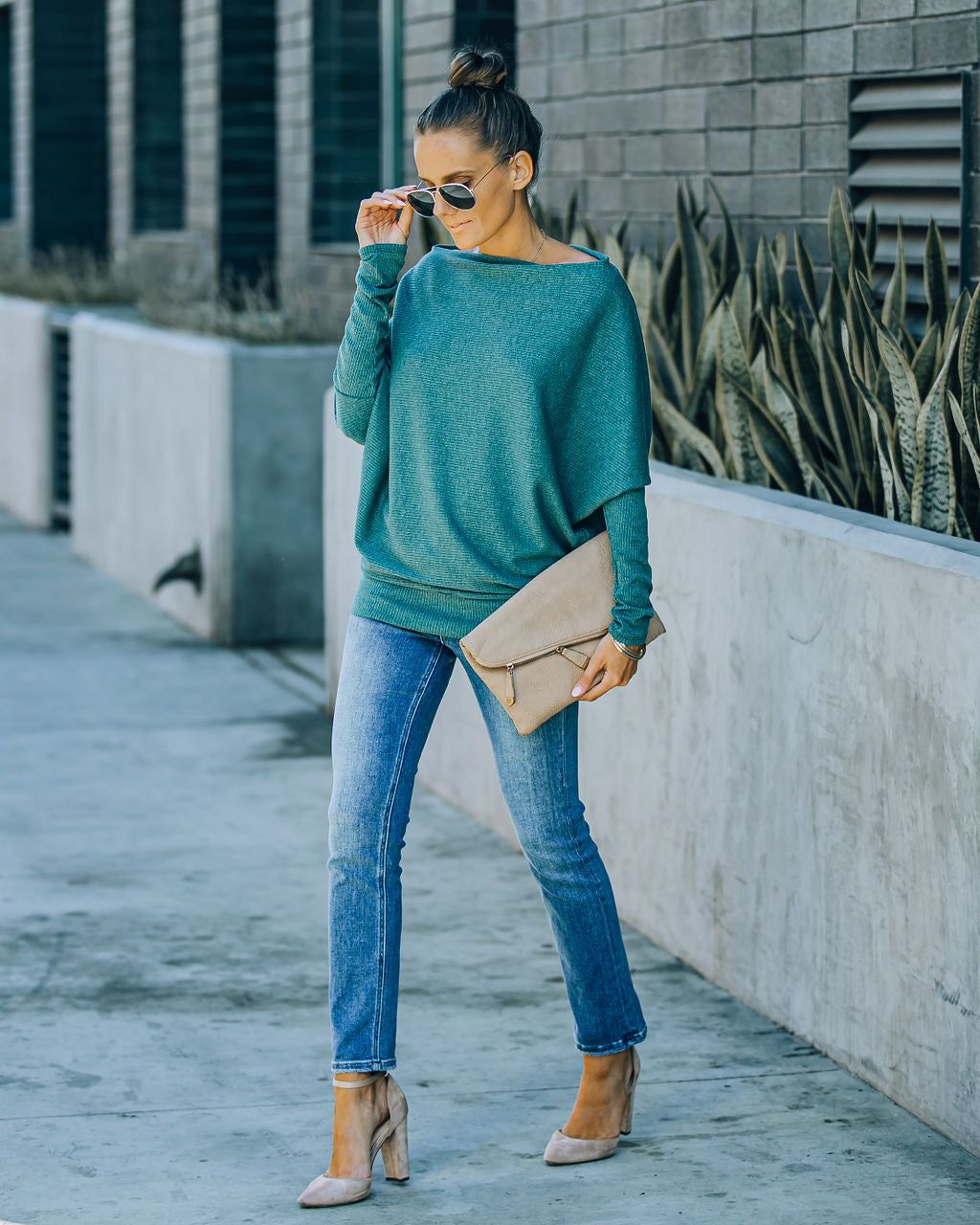 Grateful Dolman Knit Top - Dusty Teal - FINAL SALE sold by Vici product image thumbnail 5