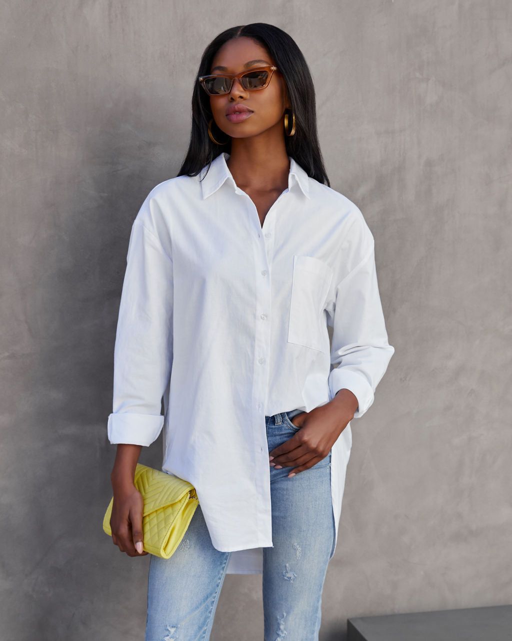 Cruise Cotton Blend Button Down Top - White - FINAL SALE sold by Vici product image thumbnail 7