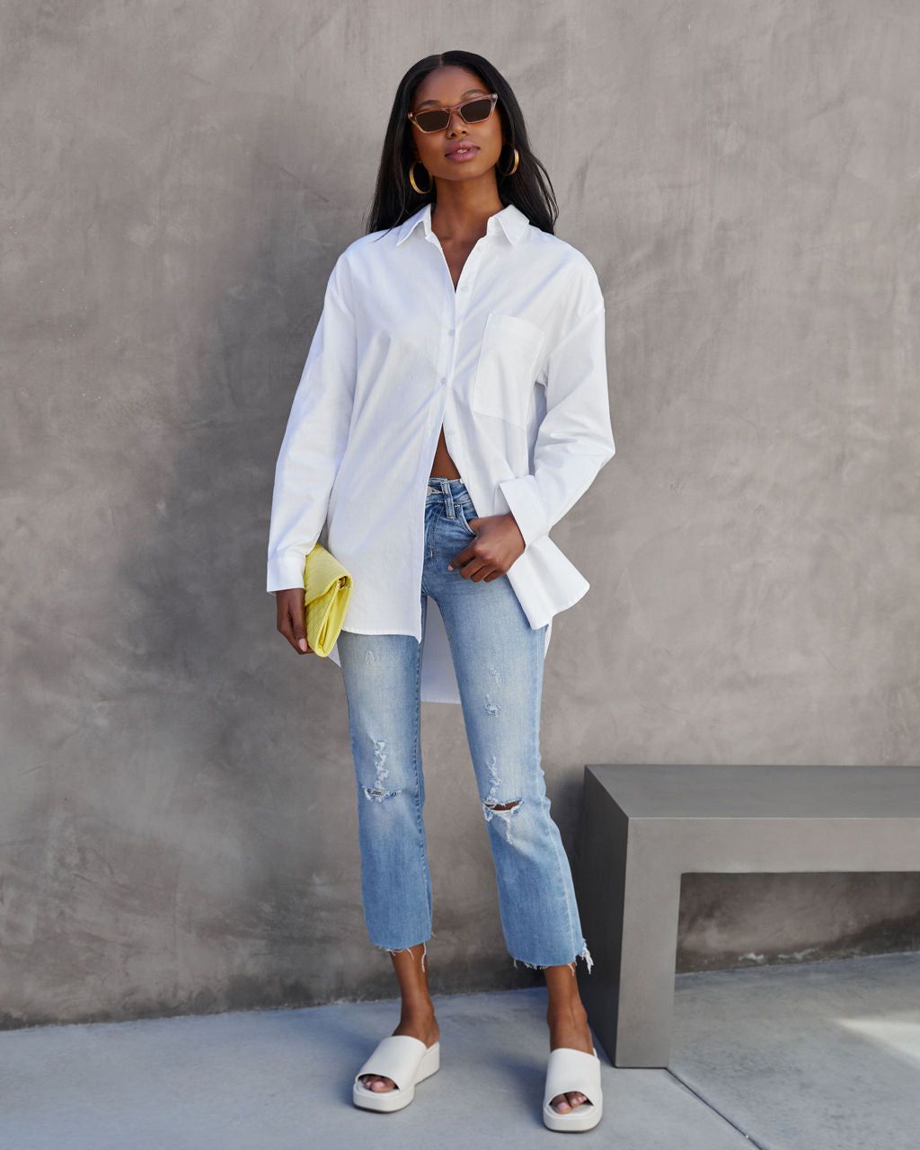 Cruise Cotton Blend Button Down Top - White - FINAL SALE sold by Vici product image thumbnail 6