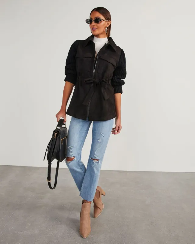 Burgess Suede Knit Sleeve Jacket made by Vici