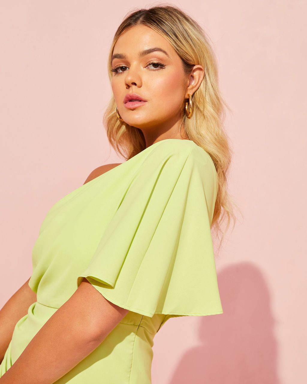 All-Nighter One Shoulder Drape Mini Dress - Lime - FINAL SALE sold by Vici product image thumbnail 5