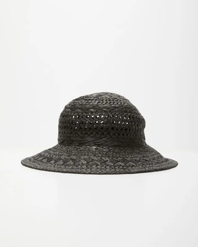 Bungalow Straw Bucket Hat - Black - SALE sold by Vici