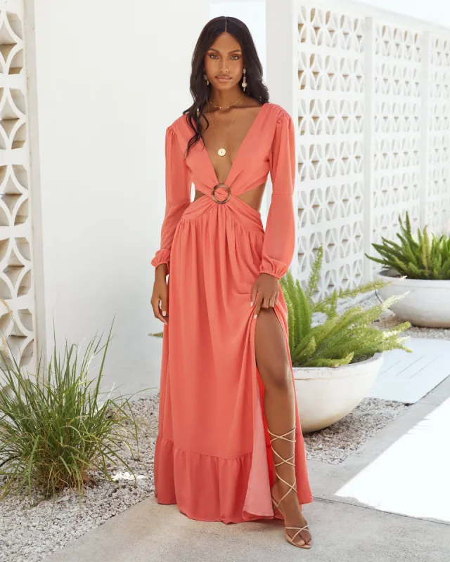 Rosewood Cutout Slit Maxi Dress - FINAL SALE sold by Vici