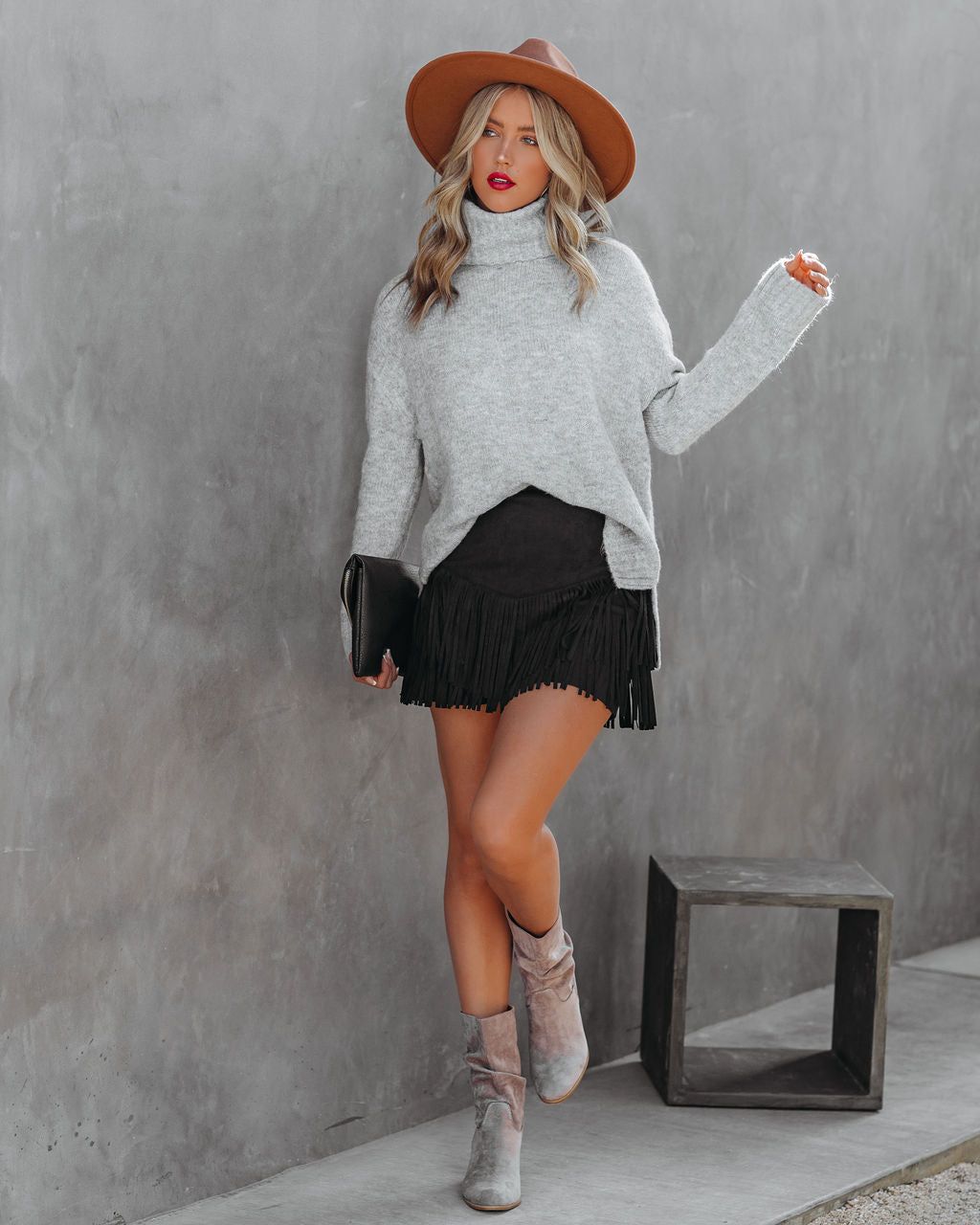 Fearless Faux Suede Fringe Mini Skirt - FINAL SALE sold by Vici product image thumbnail 8
