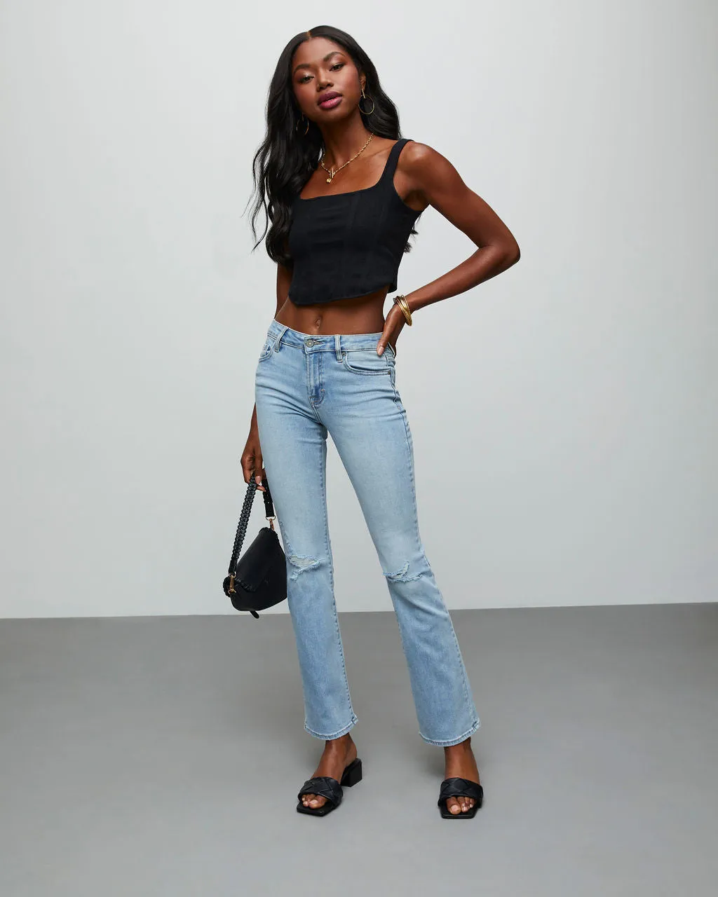 Matira High Rise Distressed Flare Jeans sold by Vici product image thumbnail 3
