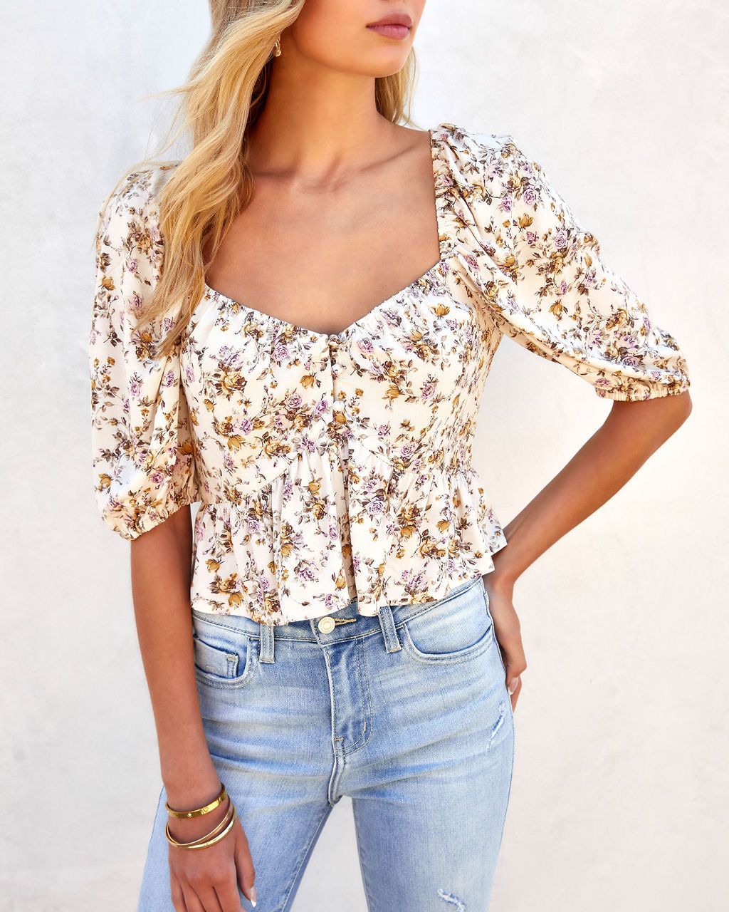 Vintage Garden Dreams Floral Crop Top - FINAL SALE sold by Vici product image thumbnail 4