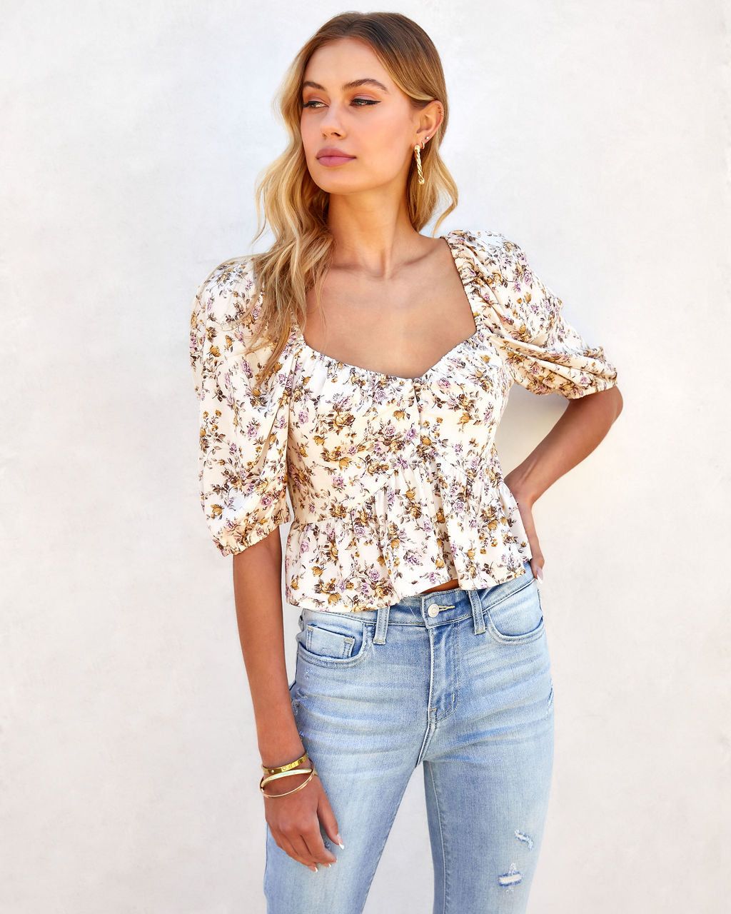 Vintage Garden Dreams Floral Crop Top - FINAL SALE sold by Vici