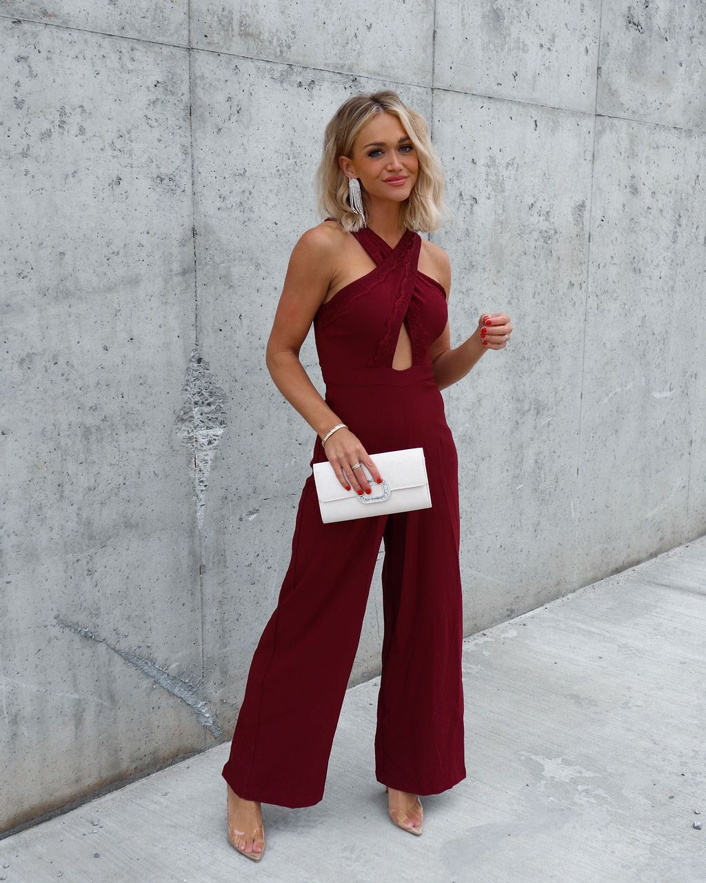 That'S Amore Lace Trim Cutout Jumpsuit sold by Vici product image thumbnail 4