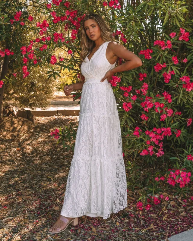 Set The Tone Tiered Lace Maxi Dress - FINAL SALE sold by Vici