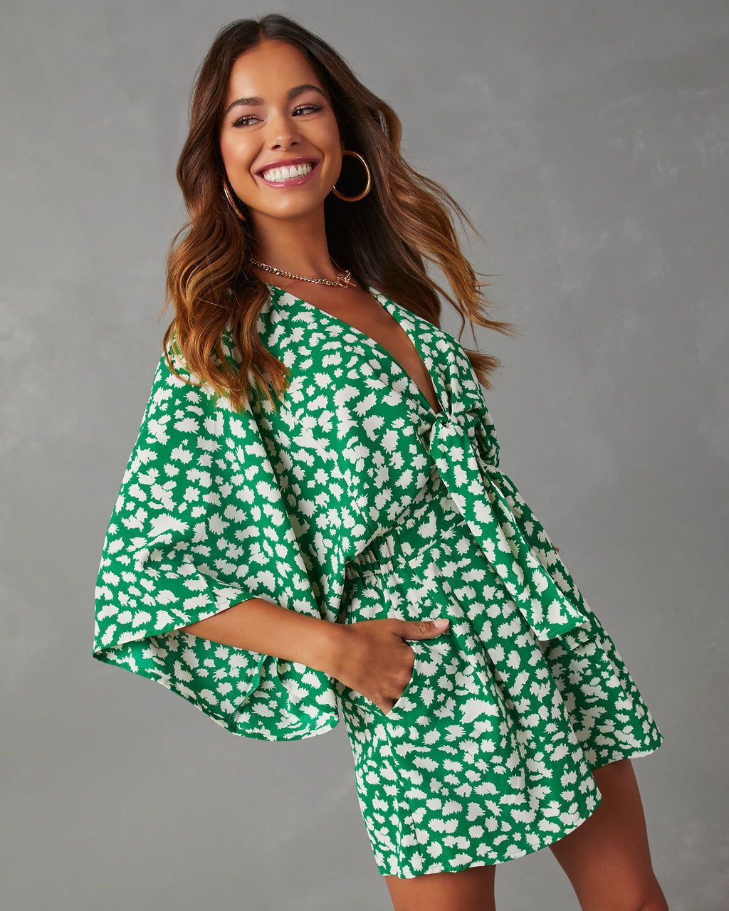 Kella Pocketed Tie Romper sold by Vici product image thumbnail 5