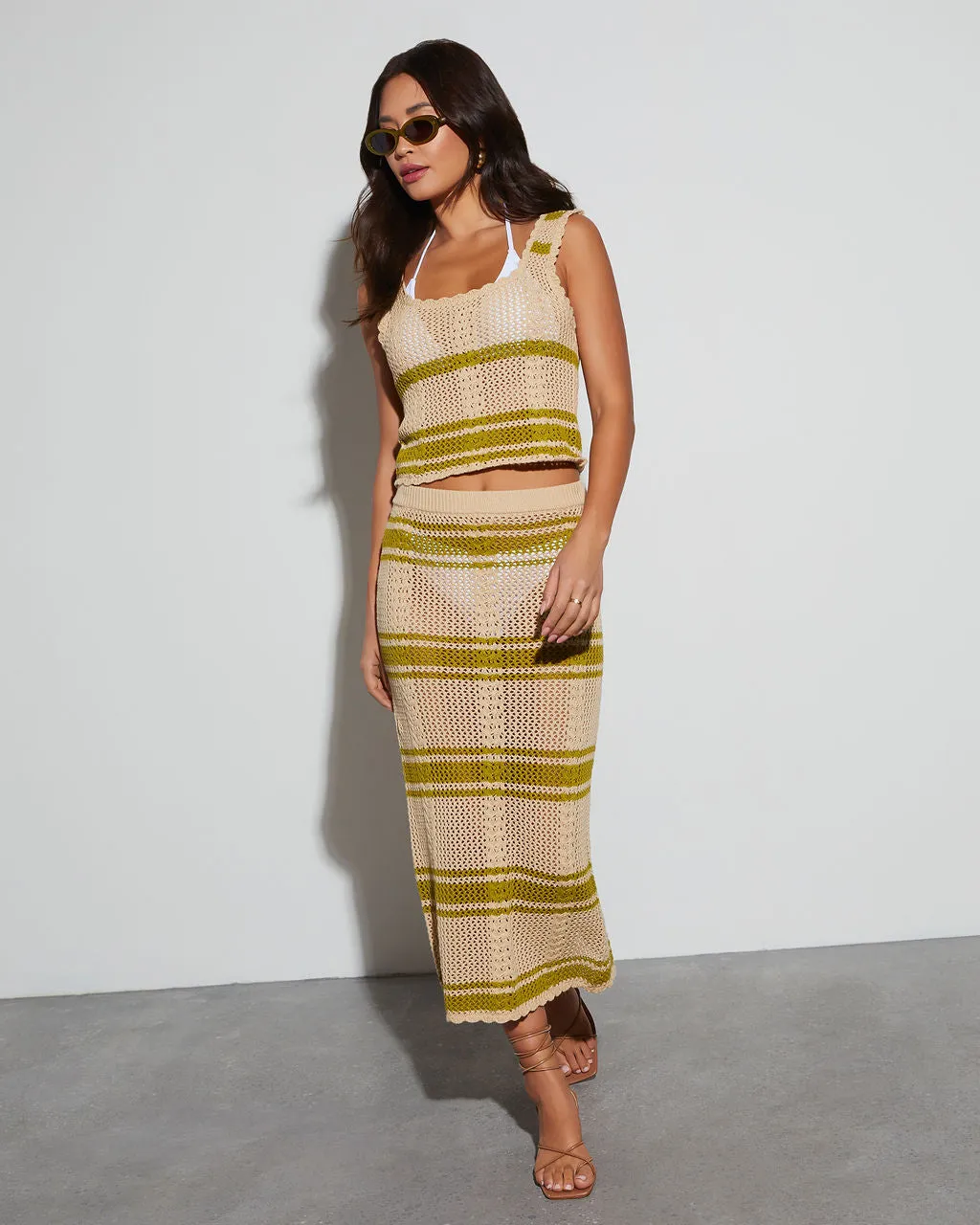 Villa Crochet Striped Crop Tank sold by Vici product image thumbnail 3