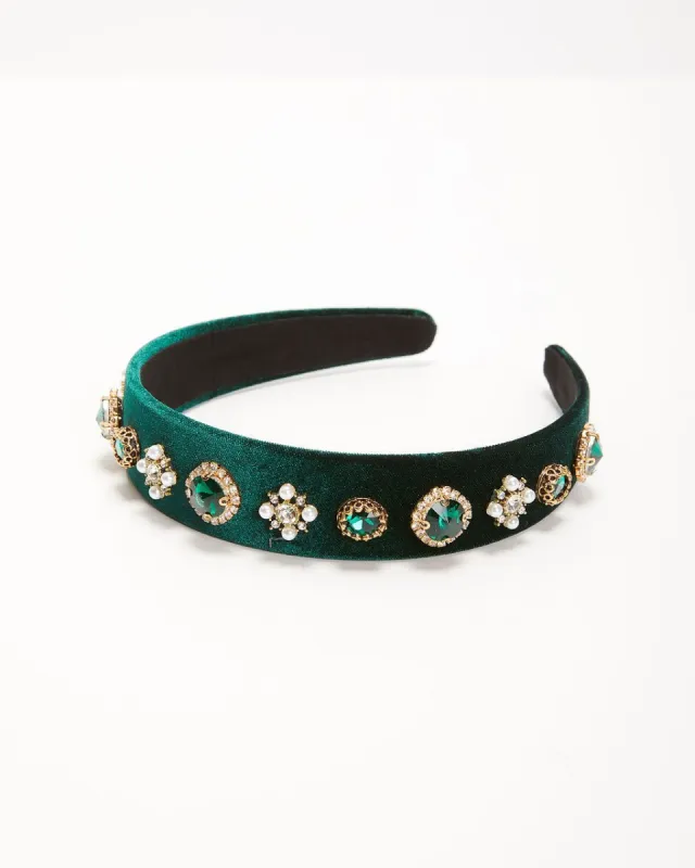 Tudor Embellished Headband - Emerald sold by Vici
