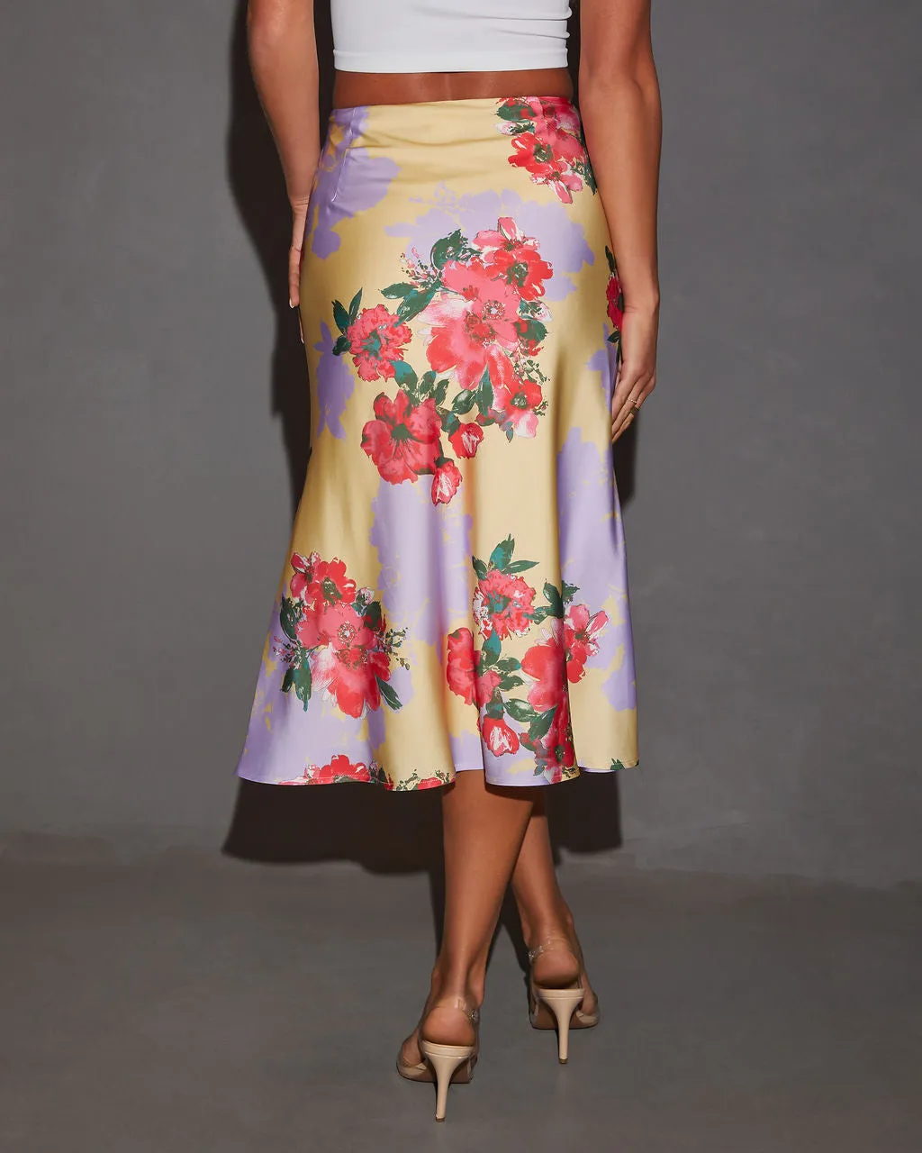 Annalise Floral Print Satin Midi Skirt sold by Vici product image thumbnail 5