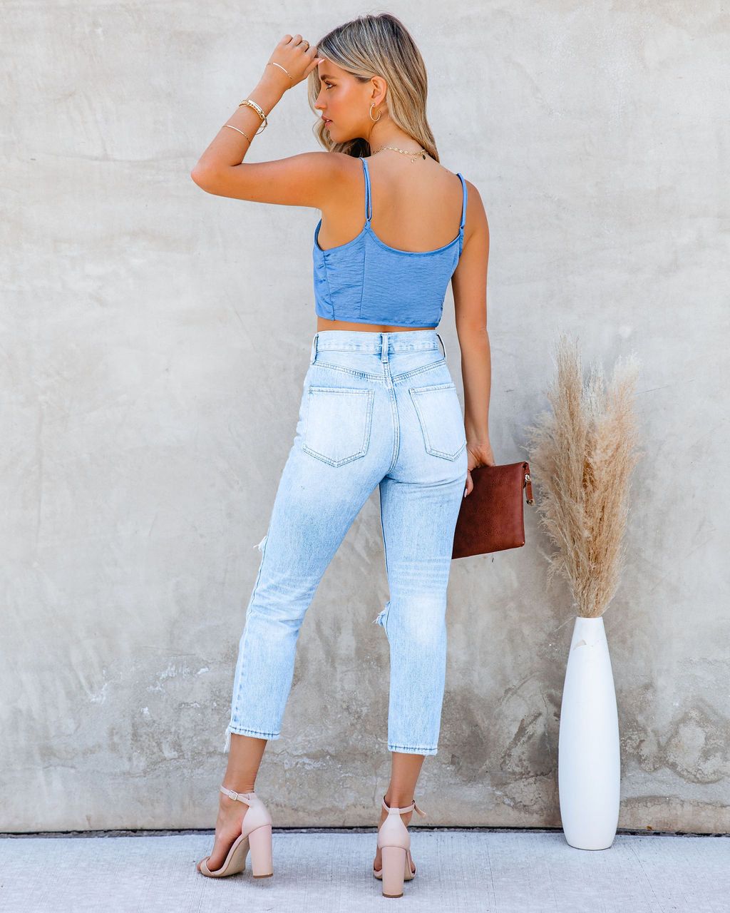 Cheyenne Satin Tie Front Crop Top - SALE sold by Vici product image thumbnail 2