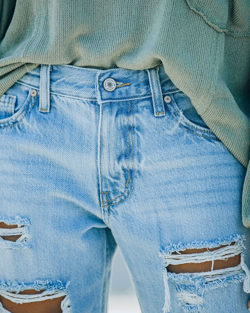 Dart Mid Rise Distressed Boyfriend Denim - FINAL SALE sold by Vici product image thumbnail 4
