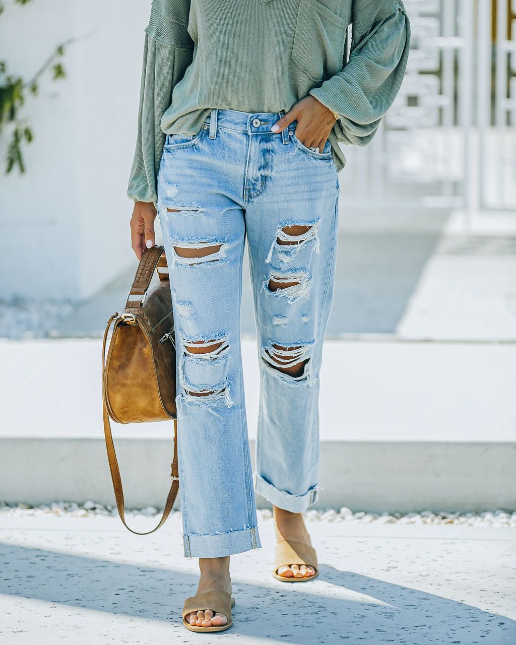 Dart Mid Rise Distressed Boyfriend Denim - FINAL SALE sold by Vici product image thumbnail 6