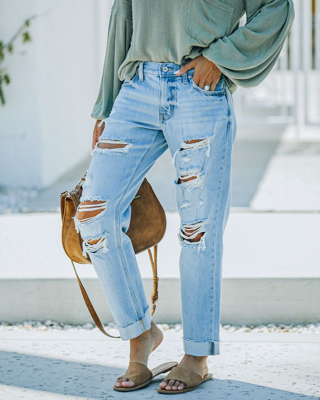 Dart Mid Rise Distressed Boyfriend Denim - FINAL SALE sold by Vici product image thumbnail 12