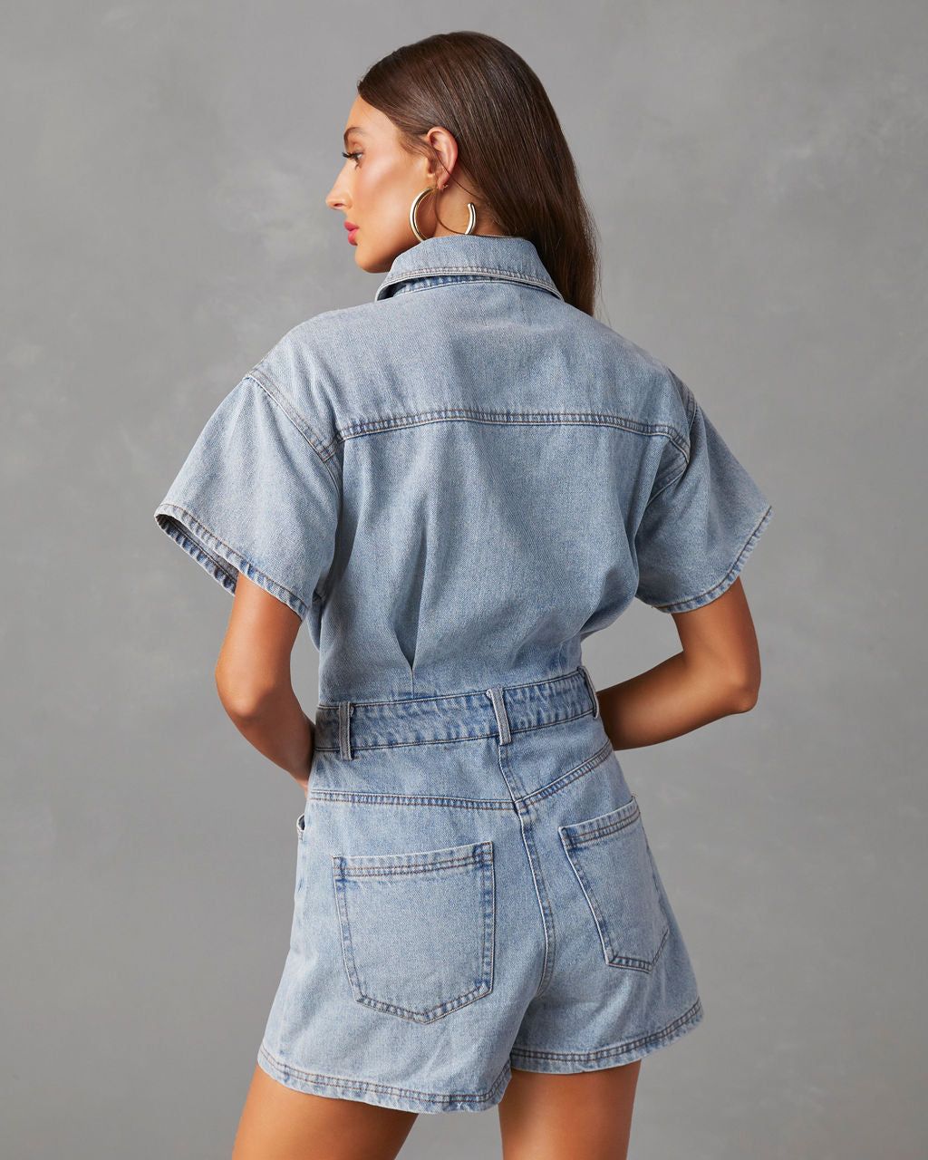 Halston Cotton Pocketed Denim Romper - SALE sold by Vici product image thumbnail 2