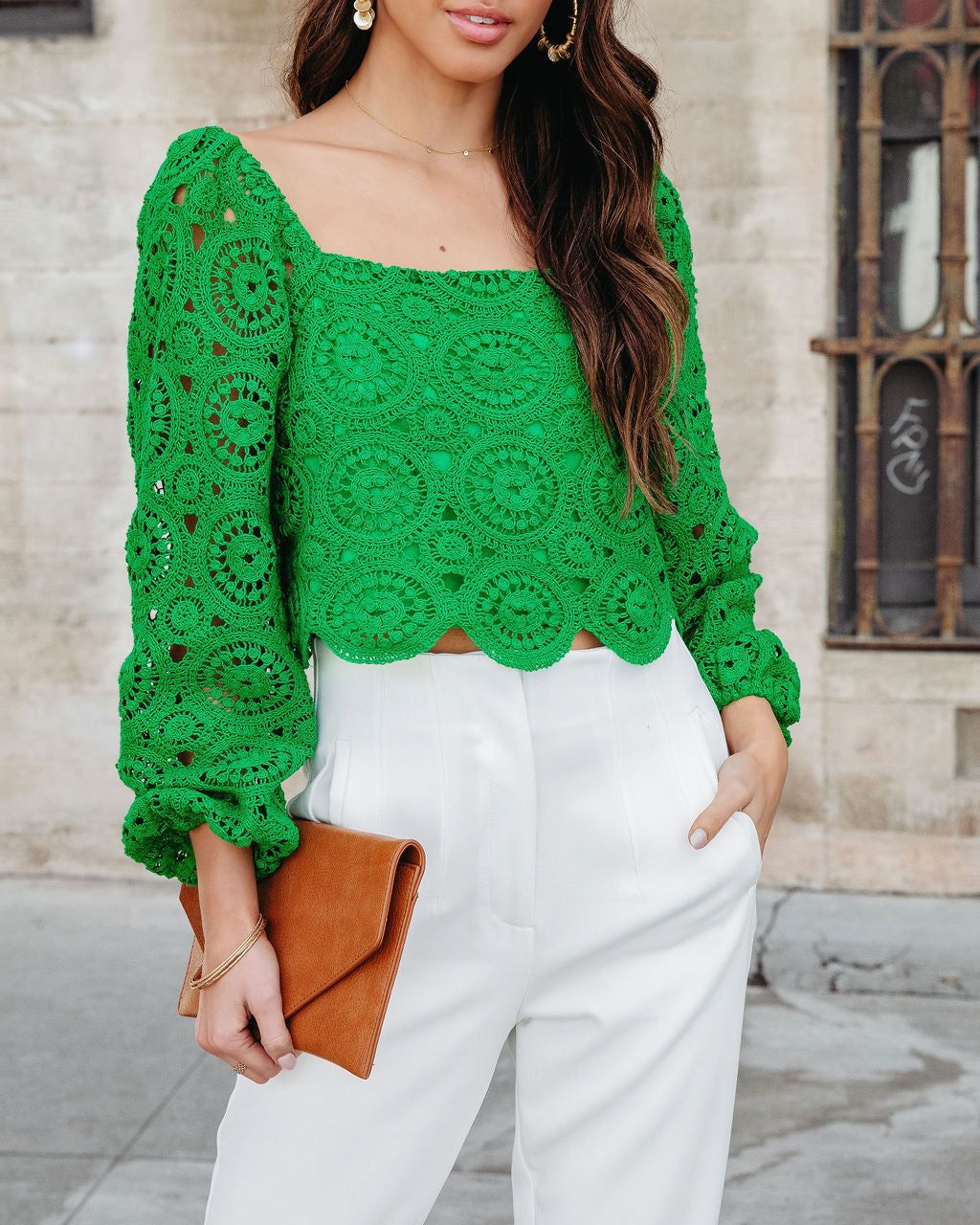 Klarissa Crochet Scalloped Hem Top sold by Vici product image thumbnail 2