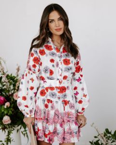 Katherine Floral Belted Tiered Mini Dress - FINAL SALE sold by Vici