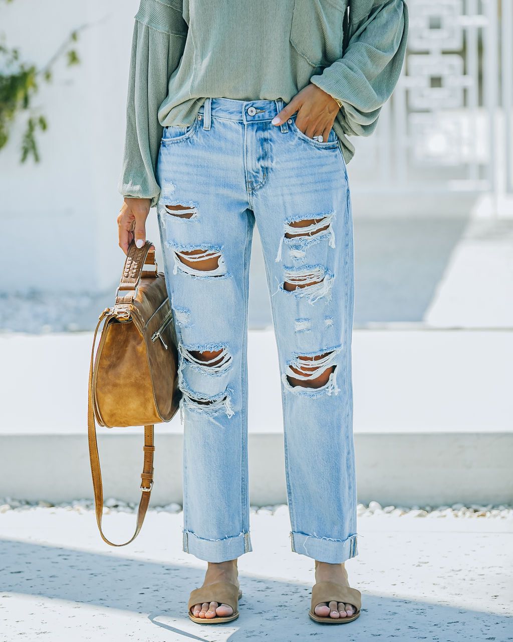 Dart Mid Rise Distressed Boyfriend Denim - FINAL SALE sold by Vici product image thumbnail 9