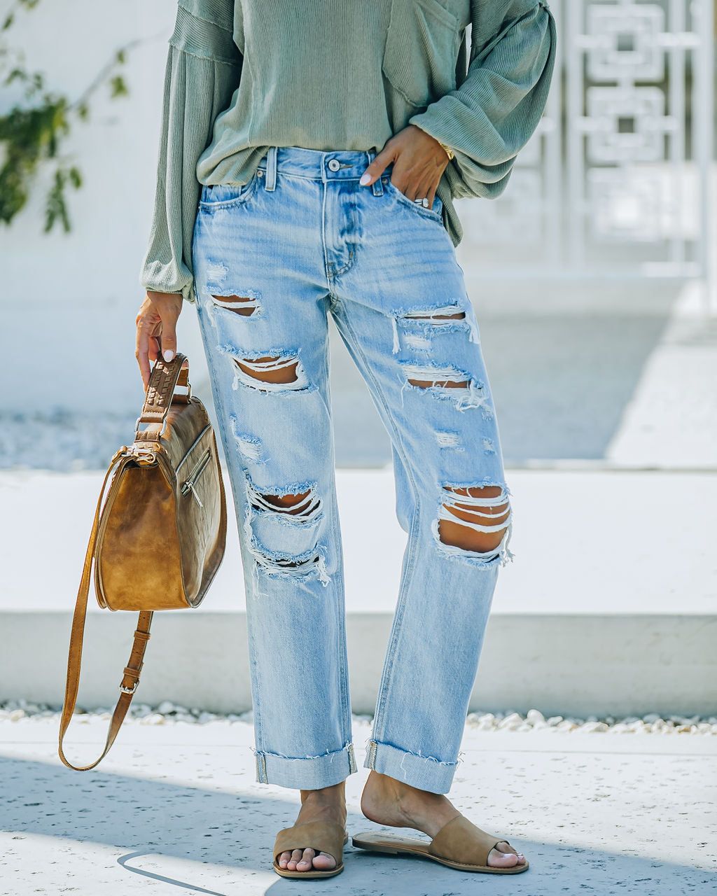 Dart Mid Rise Distressed Boyfriend Denim - FINAL SALE sold by Vici product image thumbnail 11