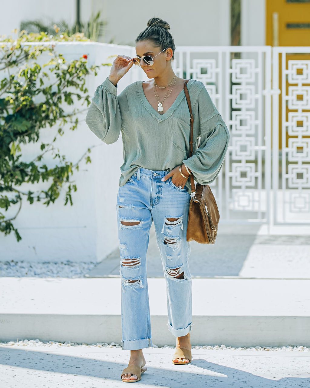 Dart Mid Rise Distressed Boyfriend Denim - FINAL SALE sold by Vici product image thumbnail 5