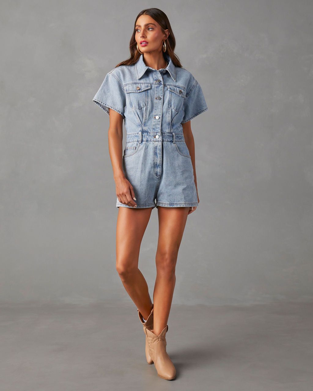 Halston Cotton Pocketed Denim Romper - SALE sold by Vici product image thumbnail 7
