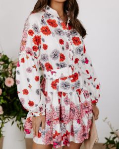 Katherine Floral Belted Tiered Mini Dress - FINAL SALE sold by Vici