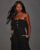 Kylan Linen Blend Belted Strapless Jumpsuit sold by Vici