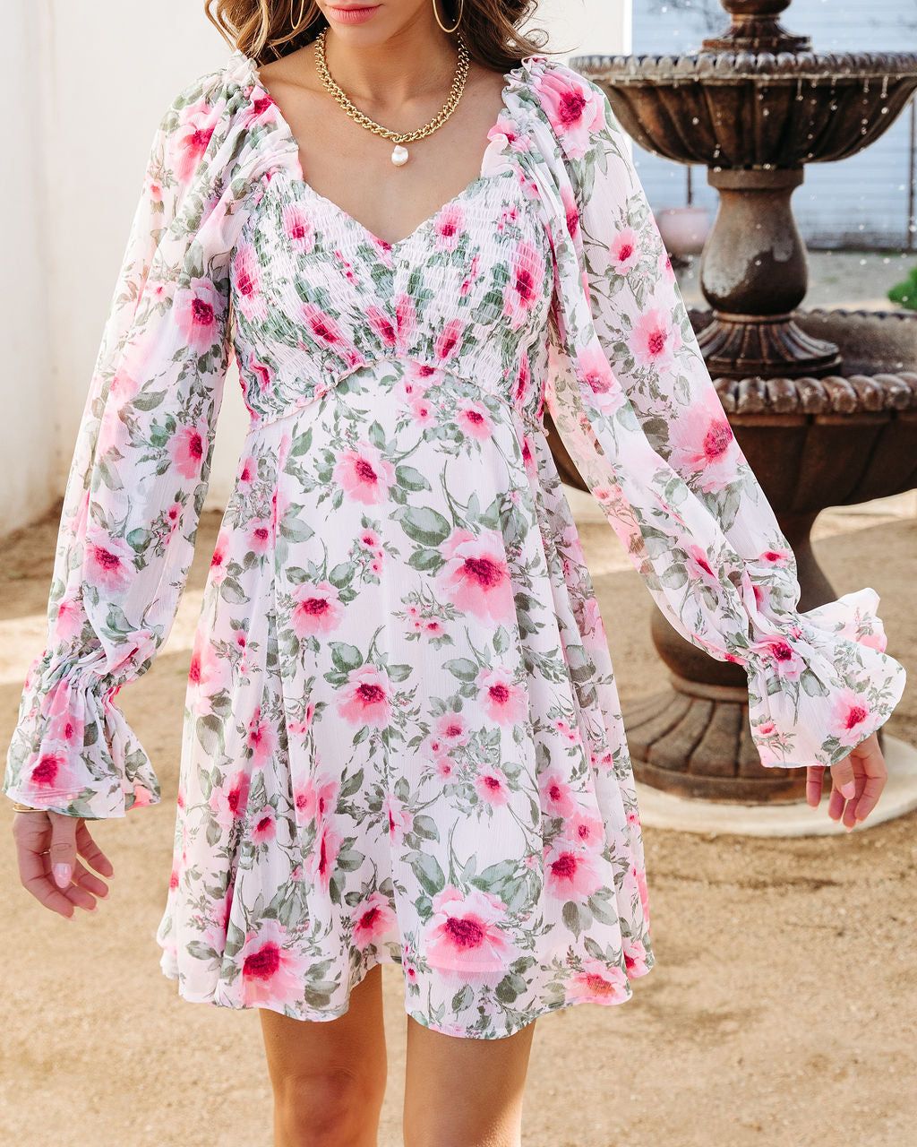 Shower Me In Florals Smocked Mini Dress sold by Vici product image thumbnail 2