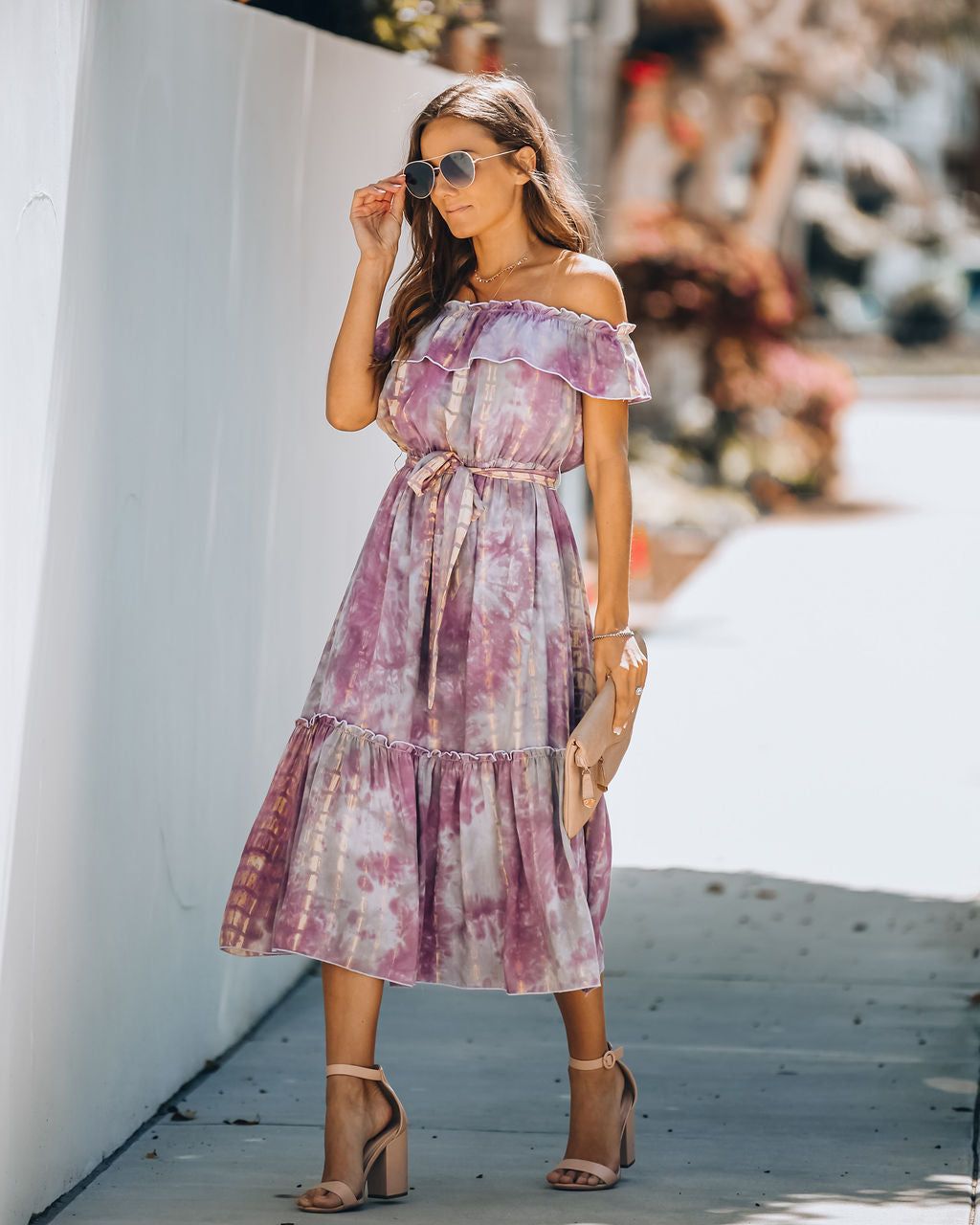 Delight Off The Shoulder Tie Dye Midi Dress - FINAL SALE sold by Vici product image thumbnail 3