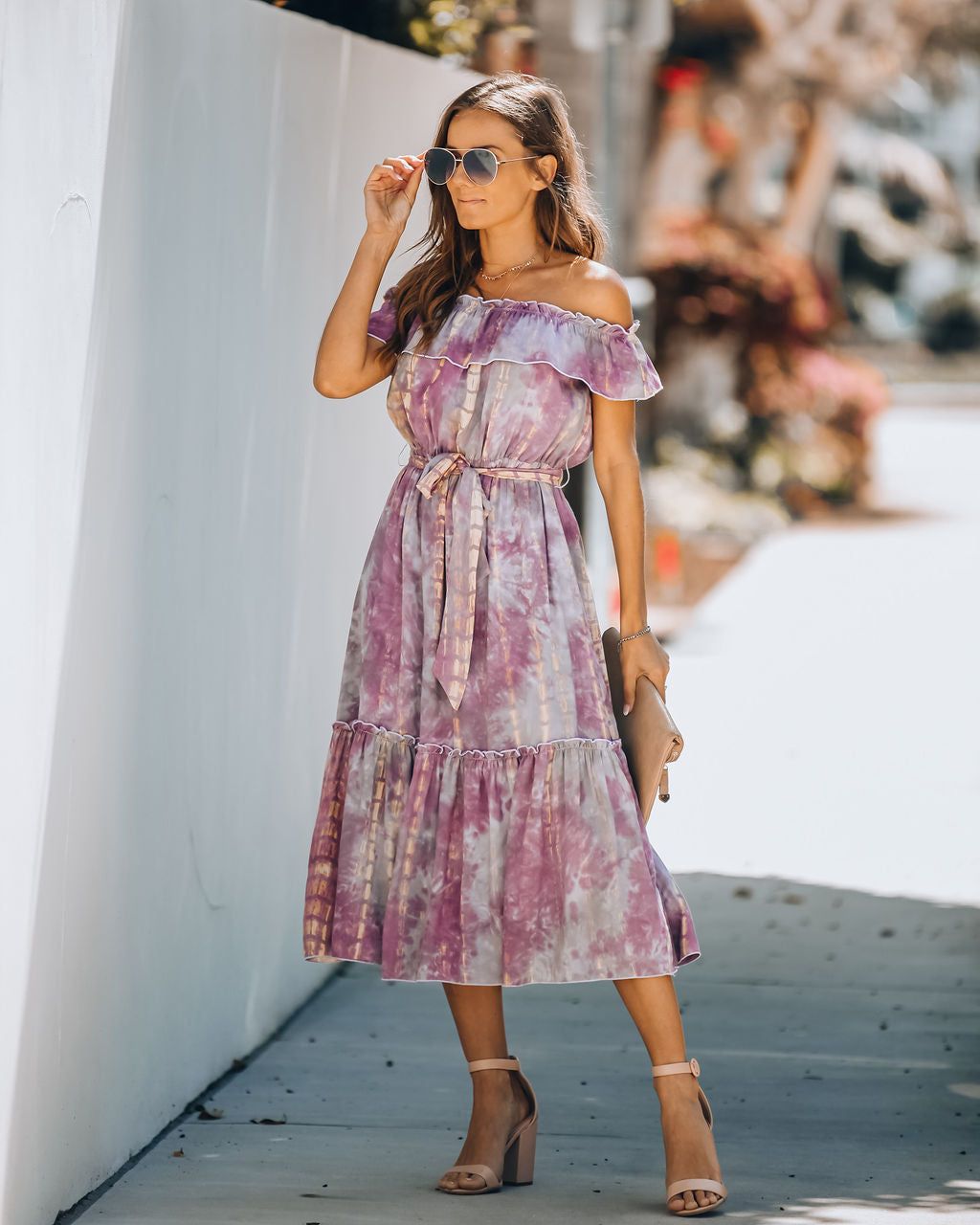Delight Off The Shoulder Tie Dye Midi Dress - FINAL SALE sold by Vici product image thumbnail 8