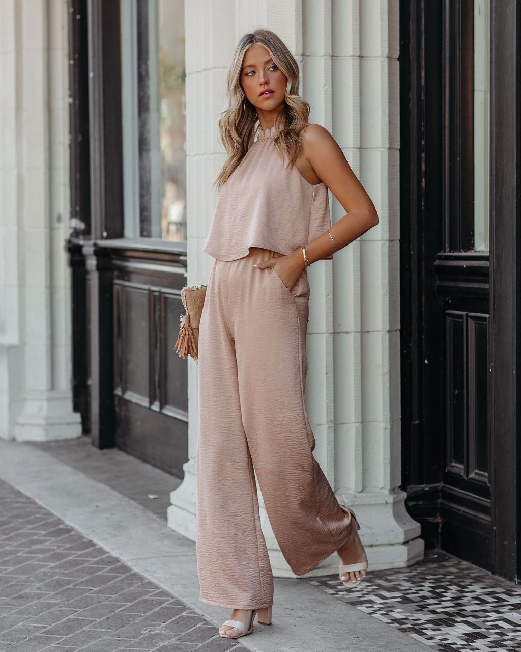 Fancied Pocketed Satin Jumpsuit - Champagne - FINAL SALE sold by Vici product image thumbnail 3