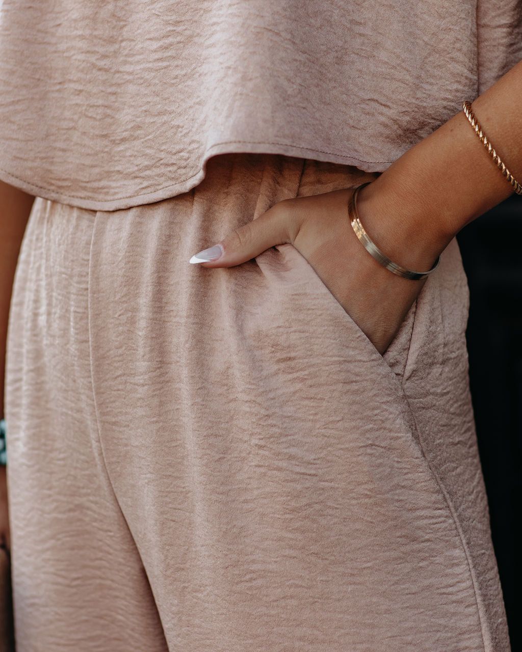Fancied Pocketed Satin Jumpsuit - Champagne - FINAL SALE sold by Vici product image thumbnail 4