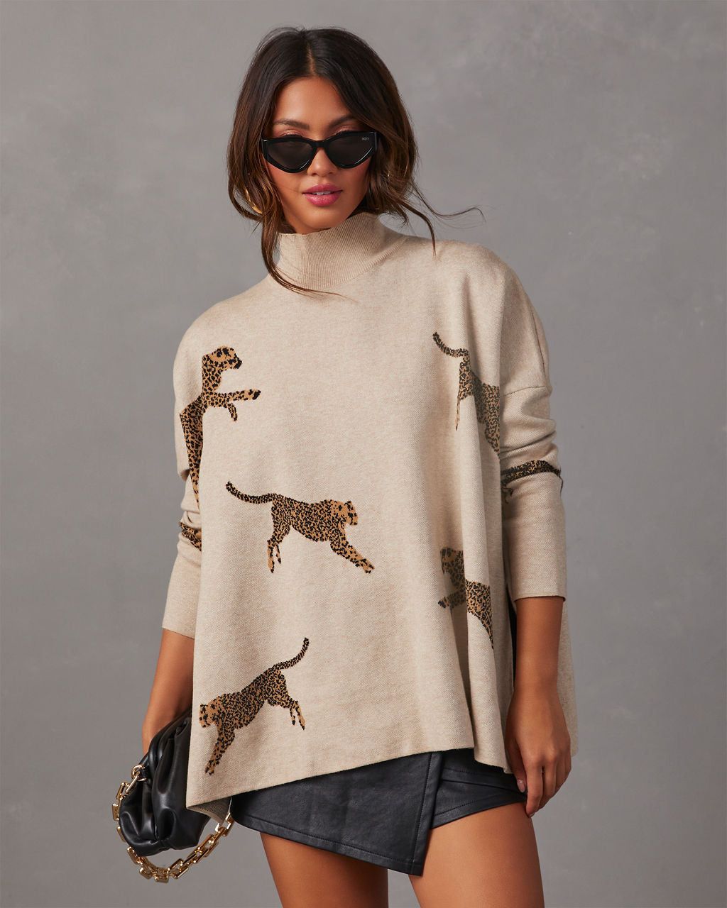 Wildcat Cheetah Mock Neck Sweater sold by Vici product image thumbnail 5