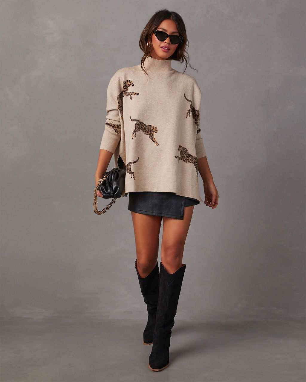 Wildcat Cheetah Mock Neck Sweater sold by Vici product image thumbnail 4