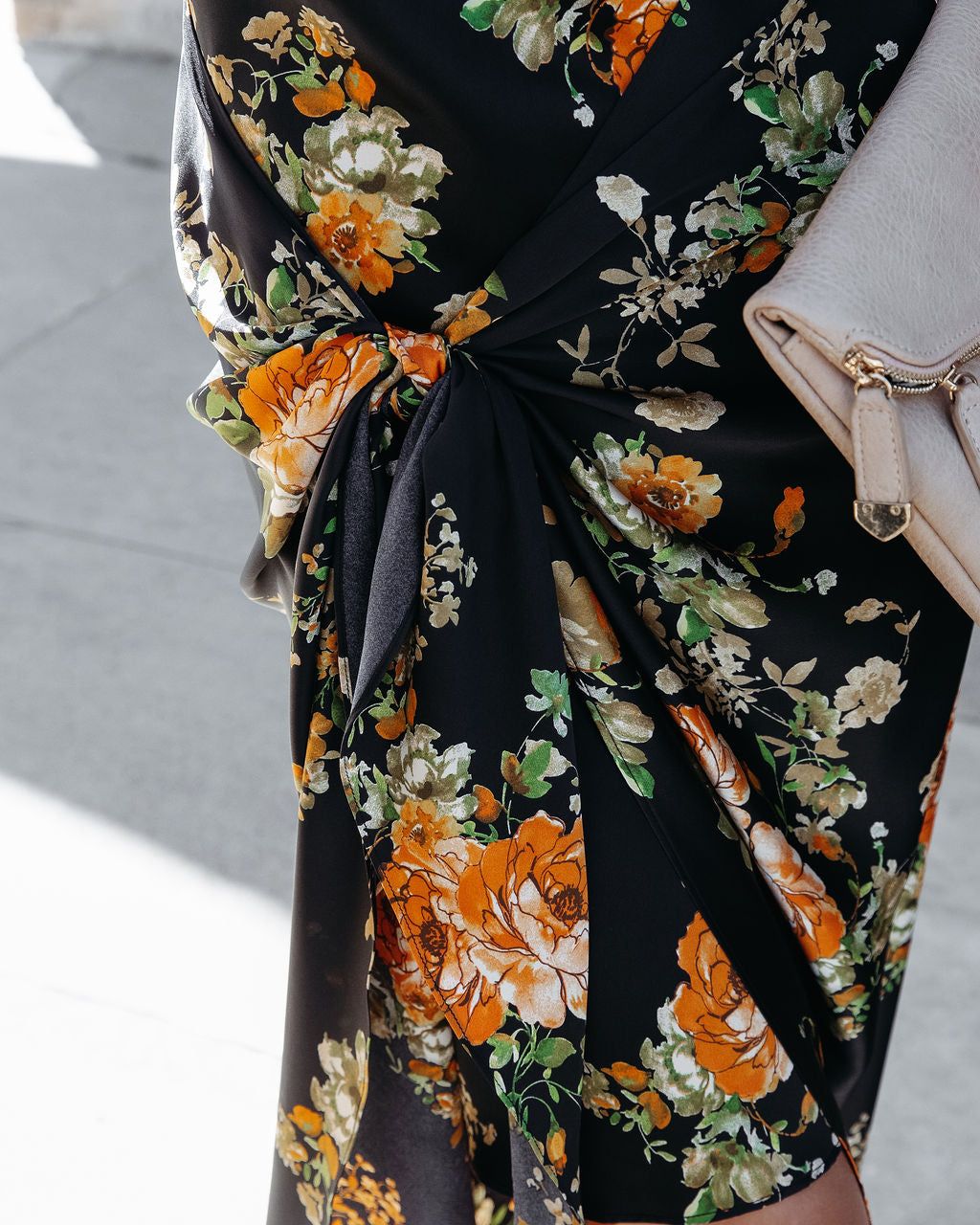 Romina Floral Front Tie One Shoulder Midi Dress sold by Vici product image thumbnail 2