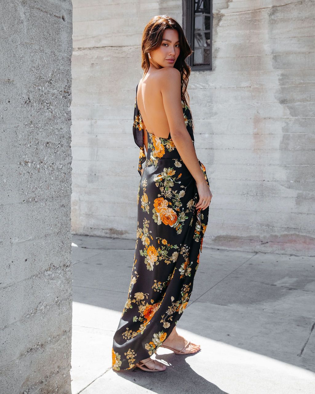 Romina Floral Front Tie One Shoulder Midi Dress sold by Vici product image thumbnail 5