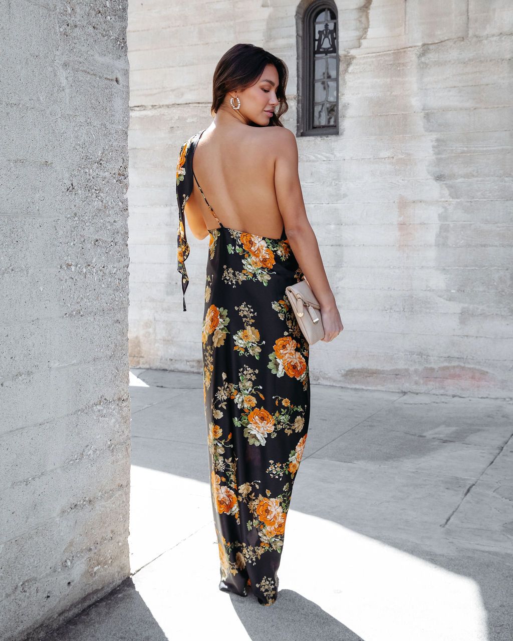 Romina Floral Front Tie One Shoulder Midi Dress sold by Vici product image thumbnail 4
