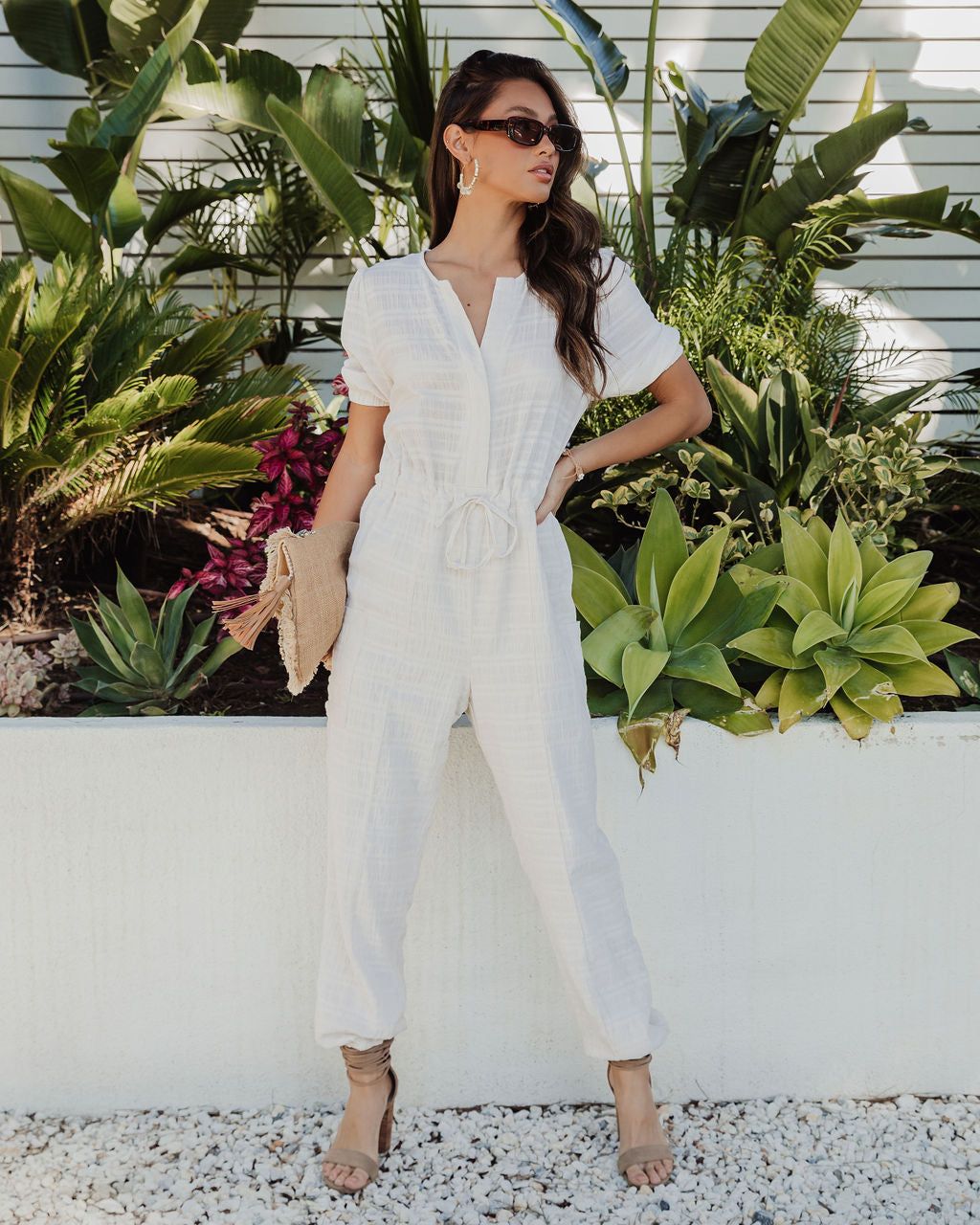 Costa Cotton Linen Blend Pocketed Jumpsuit sold by Vici