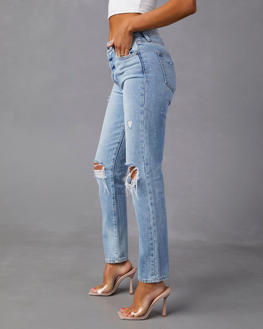Travis High Rise Distressed Straight Jeans - SALE sold by Vici product image thumbnail 5