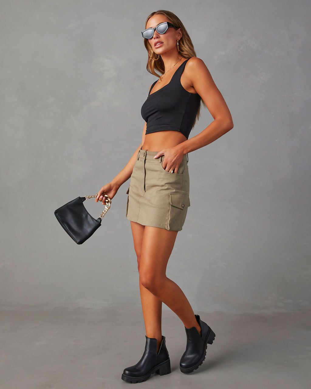 Katharine Cargo Mini Skirt - Olive - FINAL SALE sold by Vici product image thumbnail 5