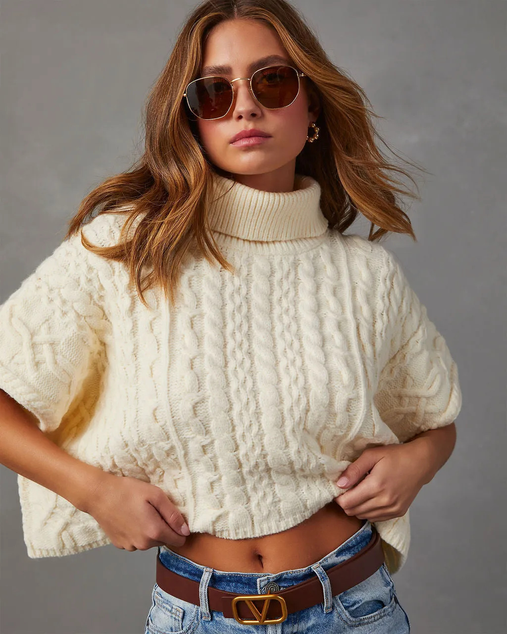 Adalynn Cable Knit Turtleneck Sweater Vest sold by Vici product image thumbnail 4