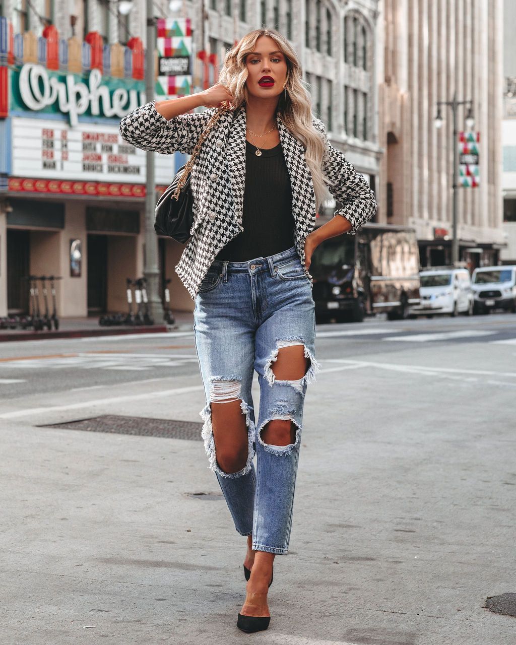 Lincoln Pocketed Houndstooth Tweed Blazer - FINAL SALE sold by Vici product image thumbnail 5