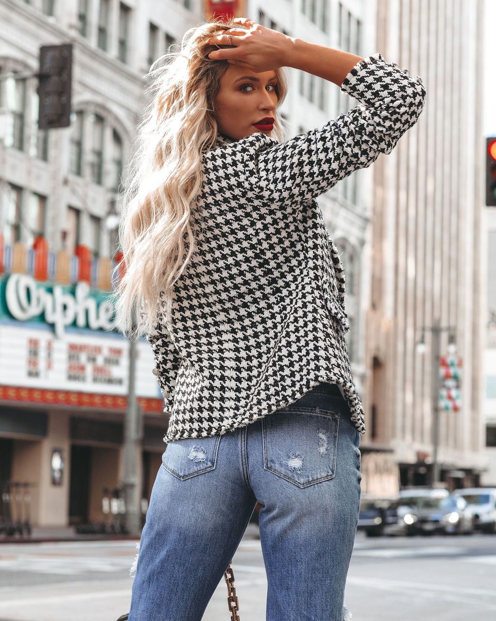 Lincoln Pocketed Houndstooth Tweed Blazer - FINAL SALE sold by Vici product image thumbnail 2