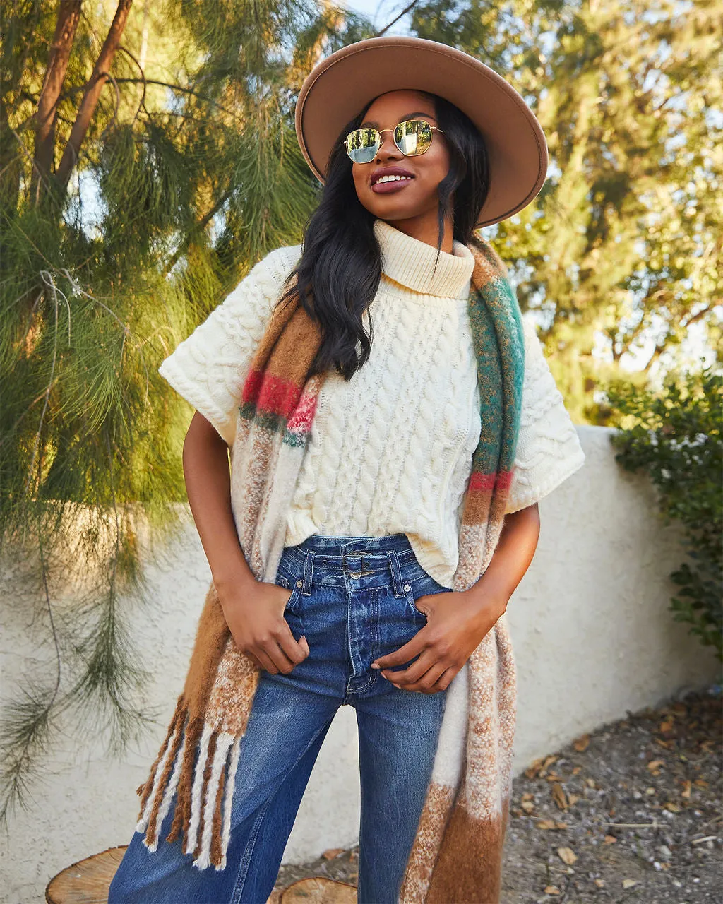 Adalynn Cable Knit Turtleneck Sweater Vest sold by Vici