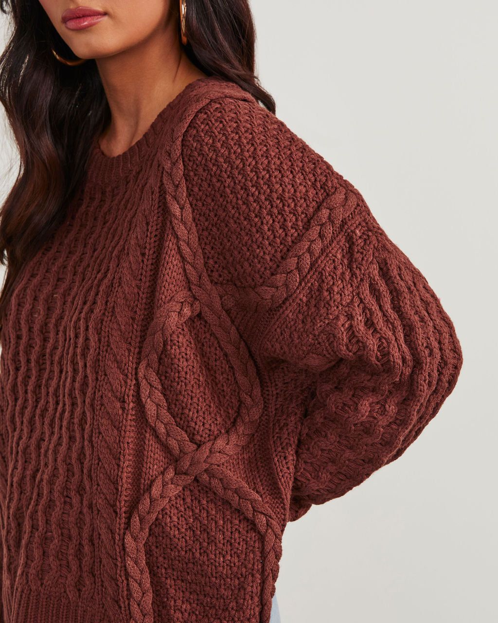 Dorothy Cable Knit Sweater - Chocolate Brown sold by Vici product image thumbnail 5