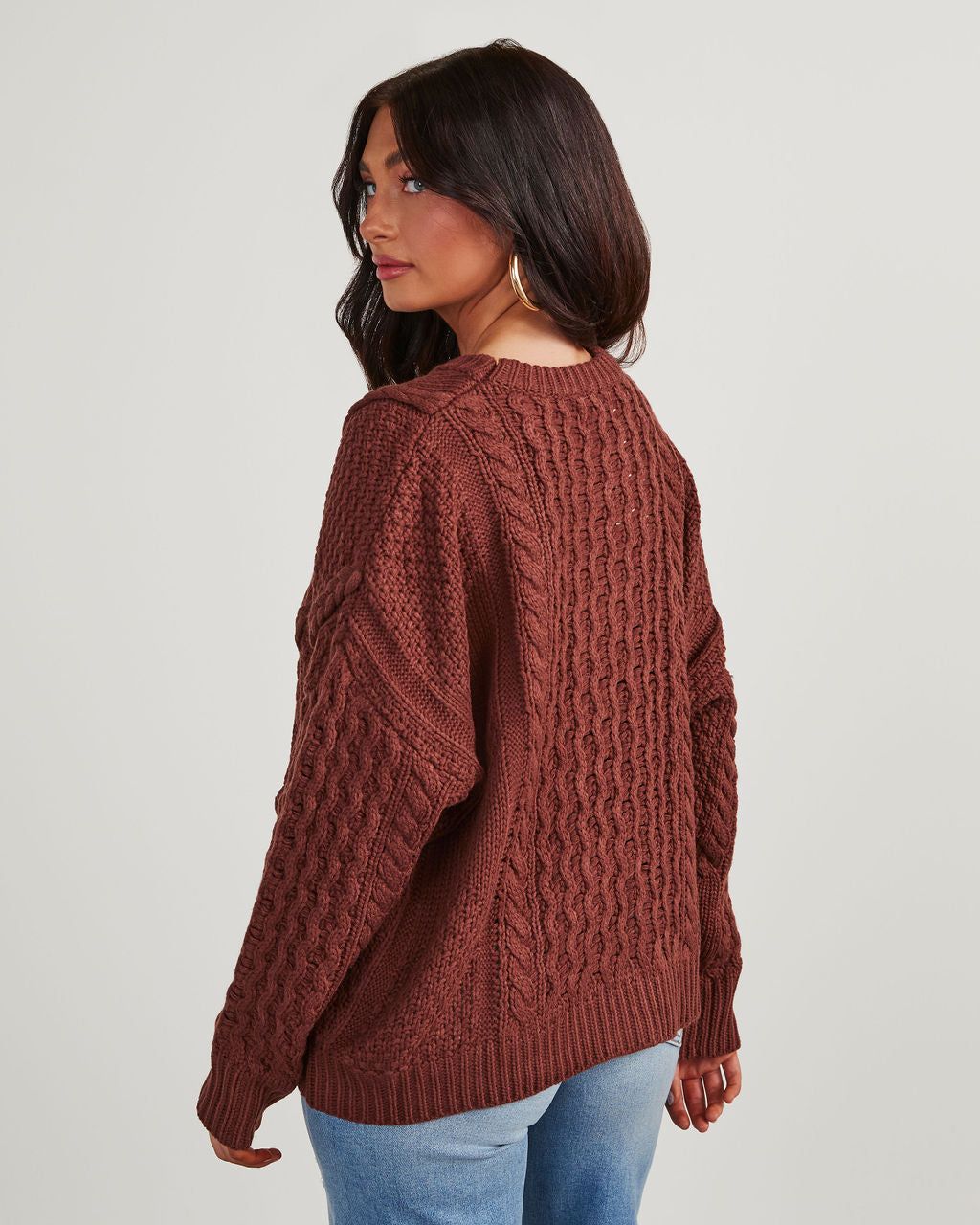 Dorothy Cable Knit Sweater - Chocolate Brown sold by Vici product image thumbnail 4
